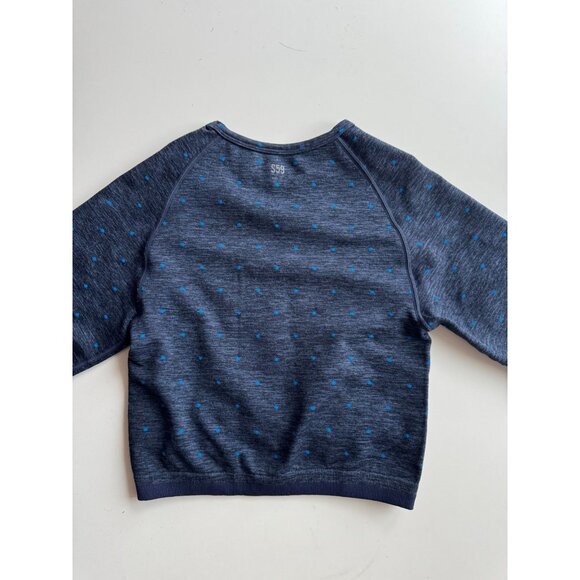 SPLITS59 Coco Navy Blue Polka Dot Seamless Jersey Cropped T-Shirt Top, Size S/M - Picture 10 of 15